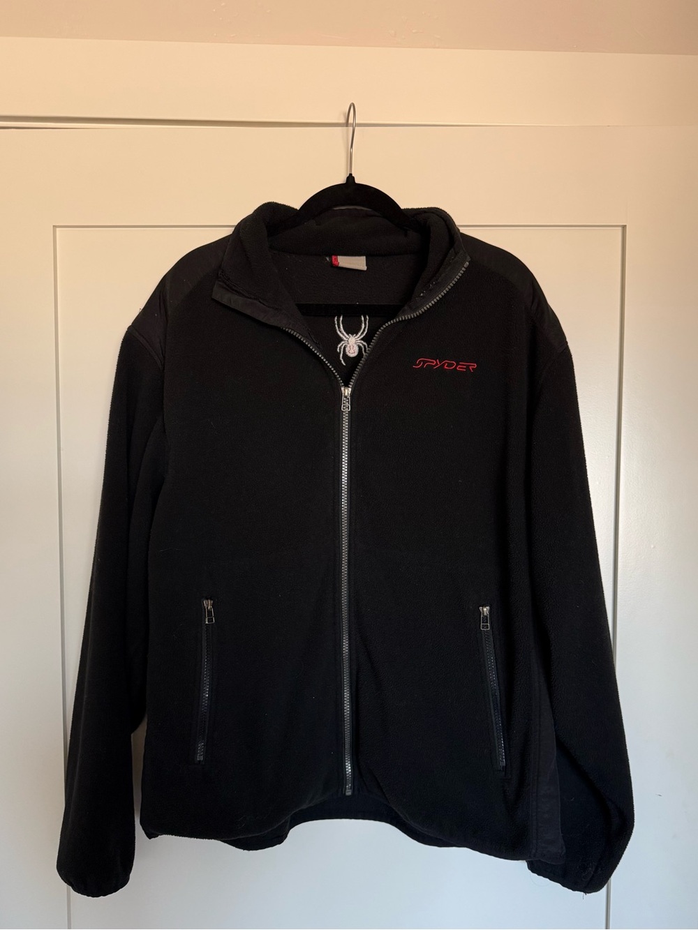 Spyder Black Full-Zip Lightweight Fleece Jacket with Red Logo